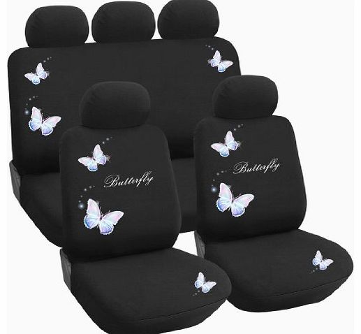 YooBox TRUYOO LEISURE 9PC Universal Racing Style Car Seat Cover Protector Set Y33625 - Butterfly