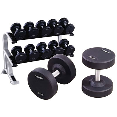 York `edial Grip`Pro-Style Rubber Dumbells (52.5 to 65Kg (6 pairs) - 26554)