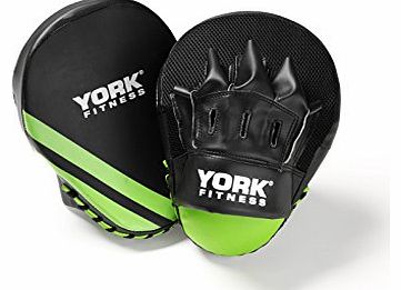 York Fitness Curved Hook and Jab Pads Boxing Pads - Black/Green, 10 oz