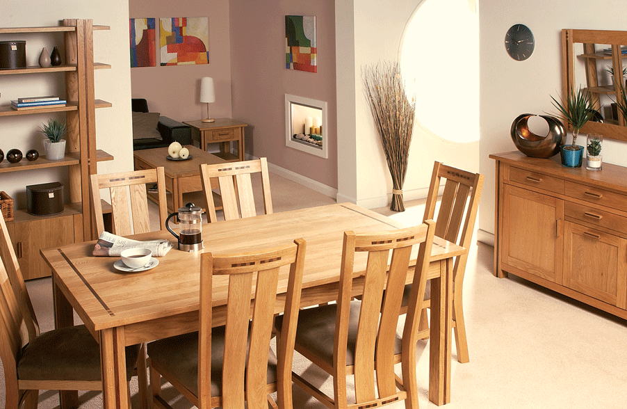 Oak 6ft Dining Table and 6 York Dining Chairs