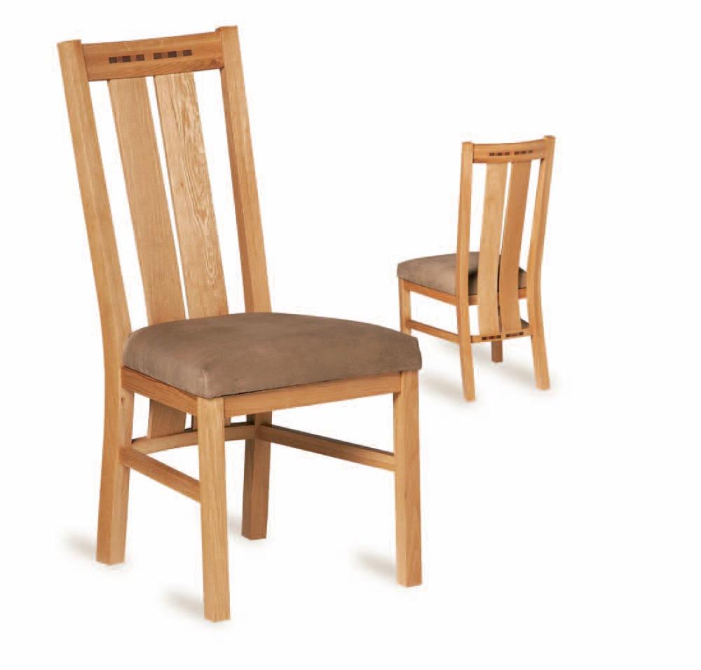 Oak and Walnut Dining Chairs - Pair