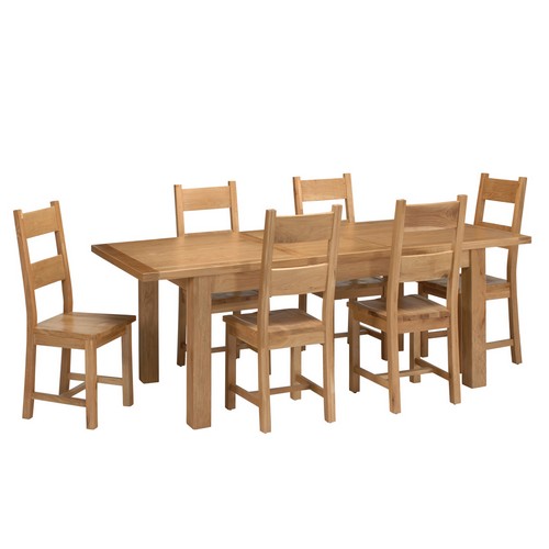 York Oak Large Dining Set with 6 Wooden Seat