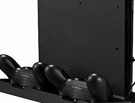 Younik PS4 Slim Vertical Stand Cooling Fan with dualshock Controller Charging Station and USB HUB Charger Ports - 4 in 1 stand for PlayStation 4 Slim