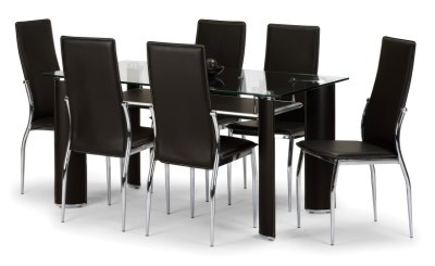 Your Price Furniture.co.uk Boston Dark Brown Faux Leather, Chrome and Glass