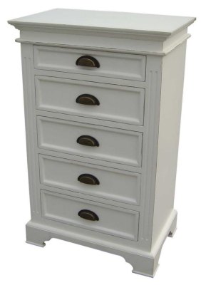 Your Price Furniture.co.uk Kristina White Painted 5 Drawer Chest