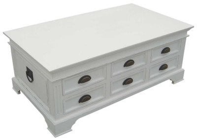 Kristina White Painted 6 Drawer Coffee Table