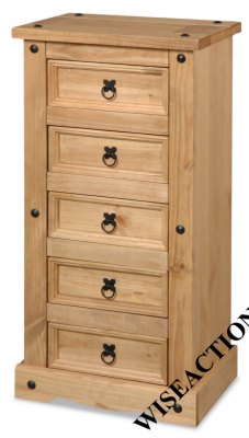 Your Price Furniture.co.uk Porto 5 Drawer Narrow Chest