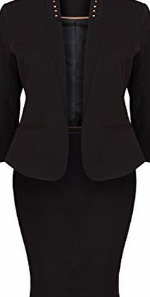 Your Style Outlet Ladies Black 2 Piece Gold Stud Pencil Skirt Business office Suit Size 16