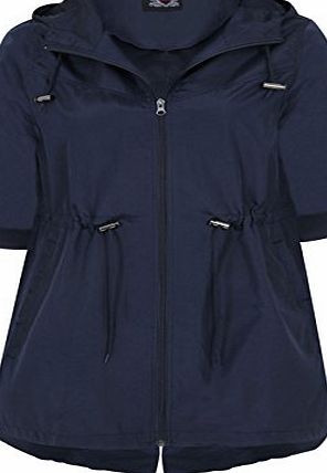 Yours Clothing Yoursclothing Plus Size Womens Shower Resistant Pocket Parka Jacket With Hood Size 30-32 Navy