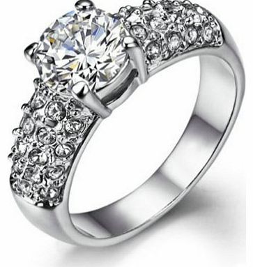 2CT Simulated Diamond Gemstone Wedding Rings Platinum Plated (L)