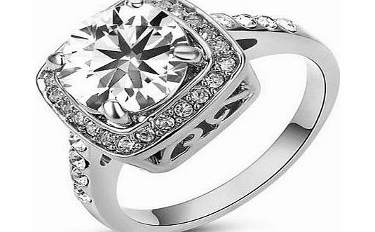 Yoursfs Cubic Zirconia 18k White Gold 1.5ct Emulational Diamond Engagement Rings (L)