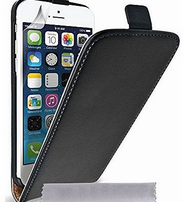 Yousave Accessories Caseflex iPhone 6 Case Black Genuine Leather Flip Cover