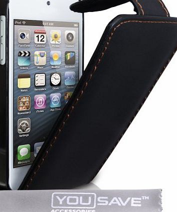 Yousave Accessories PU Leather Flip Case for iPod Touch 5G/5 - Black
