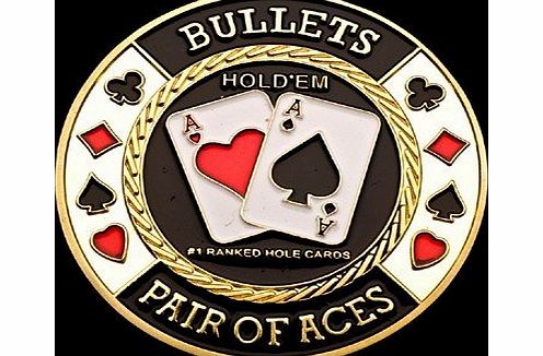 Yousave BULLETS PAIR OF ACES POKER CARD GUARD PROTECTOR CHIPS COINS ACCESSORIES BRASS 32G GRAMS UK