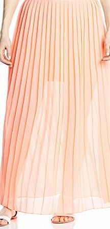 Yumi International Women Pleated Maxi Skirt, Pink (Coral), Size 8