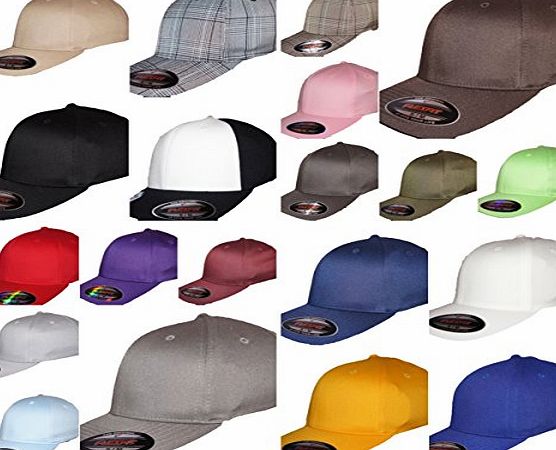 Yupoong flexi fit baseball caps, mens amp; ladies flexfit hats, plain fitted hip hop designer (S/M (55-58CM), BROWN)