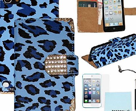 ZAFOORAH PU Leather Case Cover for Apple iPod Touch 5 5th Generation  Free Stylus Screen Protector Microfiber Cloth (Genuine Leather Wallet Stand - BLACK)