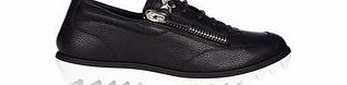 ZANOTTI Black leather zip detail sneakers