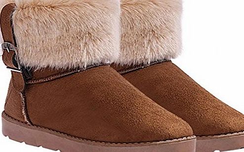 Zeagoo Casual Womans Flat Suede Fur Lined Winter Martin Boots Snow Ankle Boots Shoes