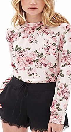Zeagoo Chiffon Blouses for Women Casual Floral Print Stand Collar Shirts Top