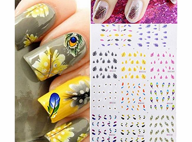 Zeagoo Colorful 11 Types One Sheet Multi-color 3D Sticker Nail Art Stickers Decals Decorations