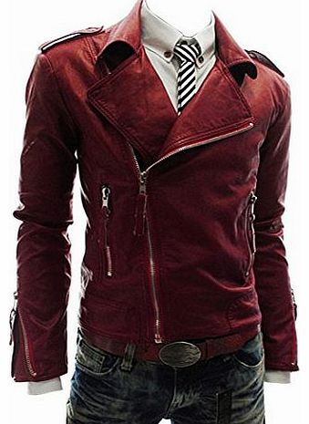 New Men Slim Synthetic Leather - Mens Short Jacket Zipper Slim Coat Tops