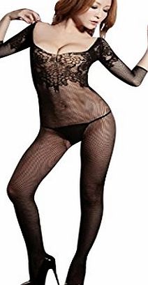Zeagoo Sexy Black Crotchless Fish Net Body Stocking Bodysuit Lingerie Nightwear