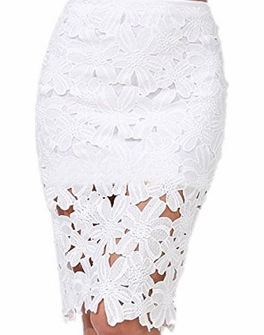 Zeagoo Women New Designer Summer Fashion White Crochet High Waist Pencil Peplum Skirts