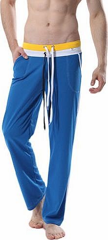 Mens Sports Trousers Long Pants Striped Polyester Underwear (LM)