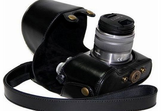Protective Camera Leather Case Bag Cover for Panasonic Lumix DMC-GX7 GX7 14-42mm Lens Camera (Black)