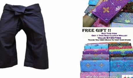 Zenza Fashion Suwarene Thailand Thai Fisherman Pants 3/4 (32`` long) Mid-Calf Wrap Yoga Spa Massage Pregnancy Trousers Light Cotton