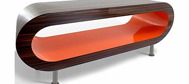 Retro Stripy Walnut And Orange Hoop Coffee Table / TV Stand Various Sizes (Stripy Walnut And Orange 110cm Large With Feet)
