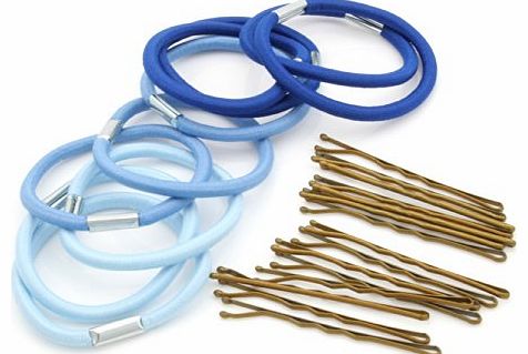 Blue & Sky Blue Hair Bands and Hair Slides Grips Set Hair Accessories by Zest