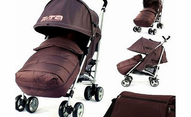 ZETA Baby Stroller Zeta Vooom Buggy Pushchair - Hot Chocolate (Brown) Complete With   Deluxe 2in1 footmuff   Changing Bag   Raincover