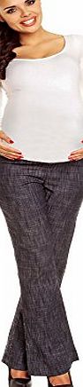 Zeta Ville Fashion Flared Cut Over Bump Panel Trousers Pregnancy Maternity COTTON Pants XS-XXXL 794 (M UK 10 EU 38, Navy)