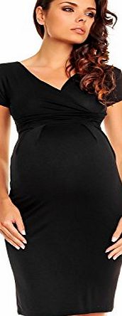 Zeta Ville Fashion Zeta Ville Womens Pregnancy Maternity Summer Casual Stretch Pencil Dress 573c (Black, 12)