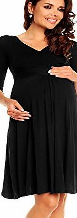 Zeta Ville Fashion Zeta Ville Womens Pregnancy Maternity Summer Cocktail Jersey Skater Dress 282c, Black, size 20