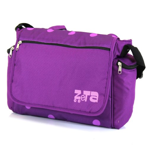 ZETA  Luxury Complete Changing Bag with Changing Mat (Plum Dots, Large)