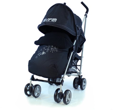 ZETA  Vooom Stroller Complete with Foot Muff and Raincover (Black Hearts and Stars)