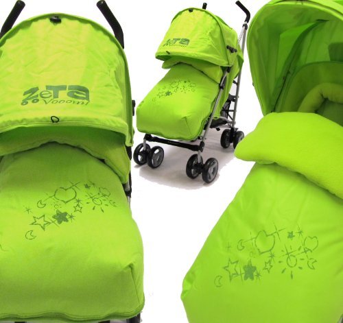 ZETA  Vooom Stroller Complete with Foot Muff and Raincover (Lime Hearts and Stars)