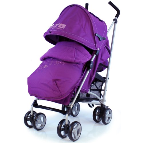 ZETA  Vooom Stroller Complete with Foot Muff and Raincover (Plum Hearts and Stars)