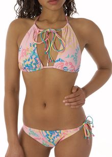 Sugar Paisley halter multi elastic bikini set