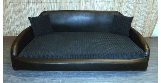Zippy Faux Leather Sofa Dog Bed - Large - Black/Black Jumbo Cord