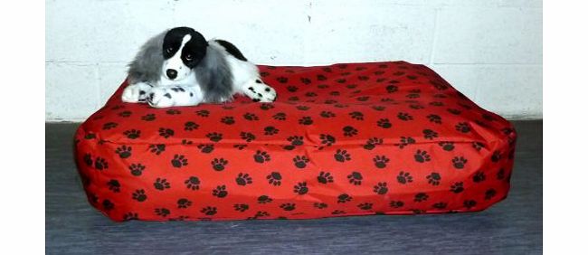 Zippy UK Zippy Waterproof Bean Bag Pet Dog Bed - S/M - Red Paw Print Beanbag