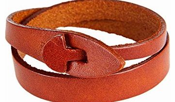 Fashion Creative Hot Selling Handcraft PU Leather Brief Style Two laps Bracelet, Hand chain, Bangles for Man Boy (Orange)
