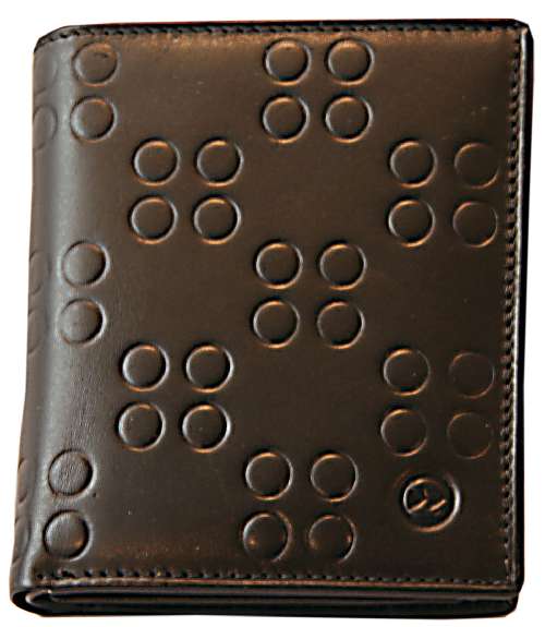 Black Circle Pattern Leather Coin Wallet by