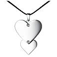 Double Heart Stainless Steel Pendant w/Lace