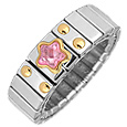 Stainless Steel and Gold Pink Star Ring