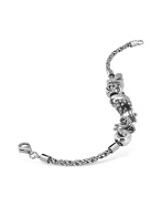 Sterling Silver Italian Charm Rope Bracelet